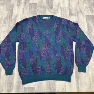 ✅ Mens XXL Tall Vintage Shenandoah Knit Sweater V-Neck Pullover Made in USA